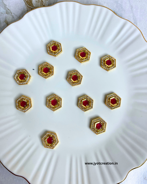 Red Hexa A.D Stone Diamond Kundan