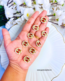 Red Seed Bead Meena Kundan-Pack of 3 Pcs