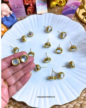 Round Shape Meenakari Kundan Earring Stud-Pair of 5Pcs