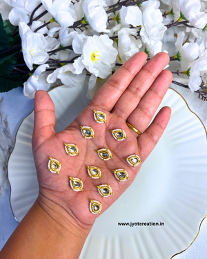 Golden White Seed Bead Layer 2 Hanging Kundan Connector-4 Pcs