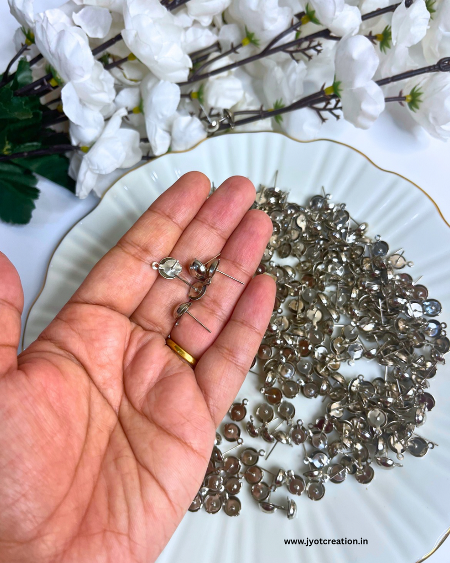 Silver Ball Stud for Earring Making Pack of 100Gram