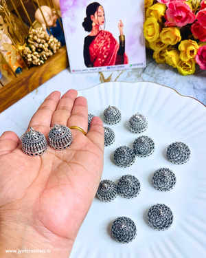 Oxidized Round Shape Jhumka-Pack of 5 Pair