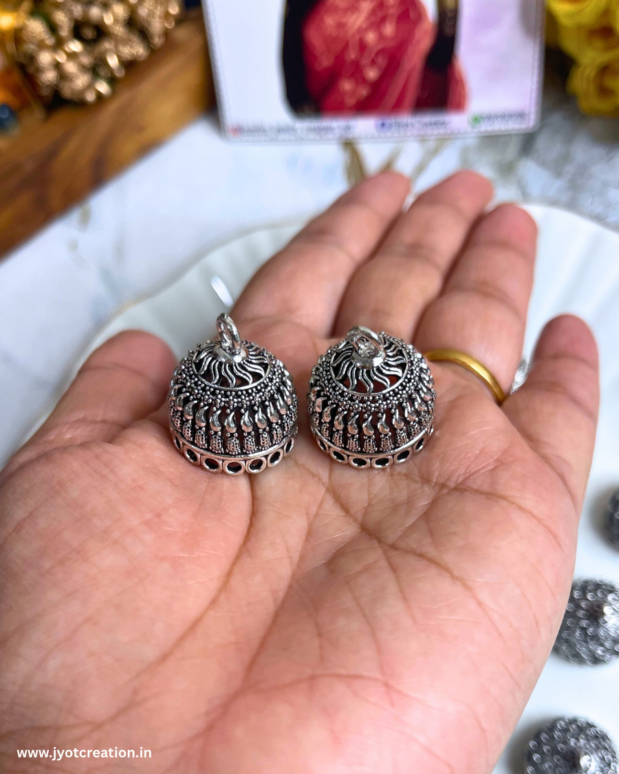 Oxidized Round Shape Jhumka-Pack of 5 Pair