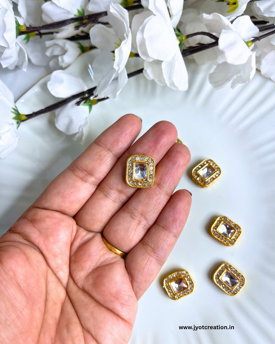Square Diamond White Kundan-Pack of 2 Pcs