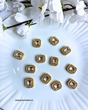 Square Diamond White Kundan-Pack of 2 Pcs