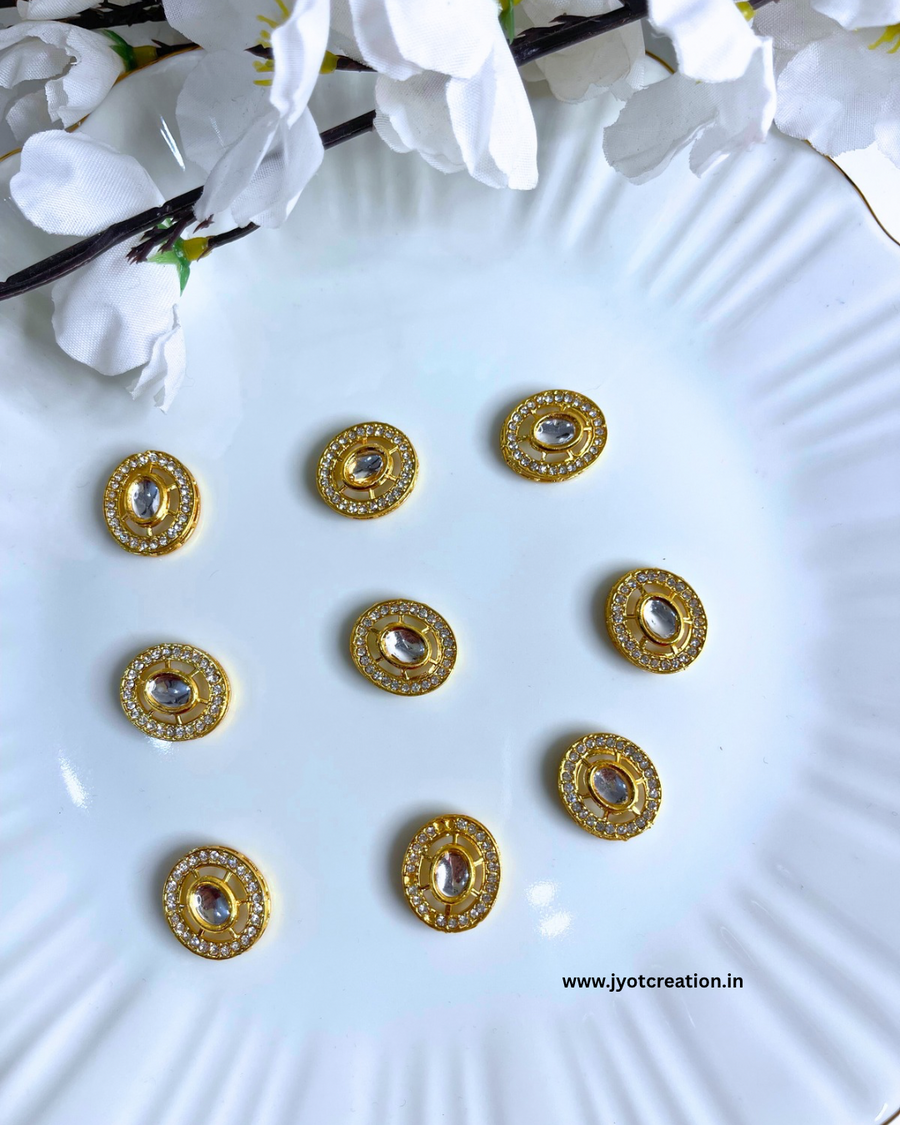 Tilt Round Diamond White Kundan-Pack of 2 Pcs