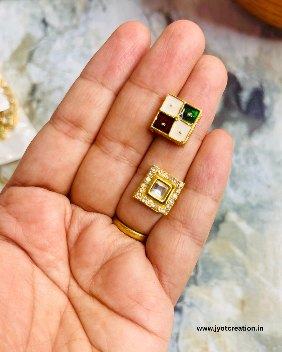 White A.D Stone Meenakari Kundan