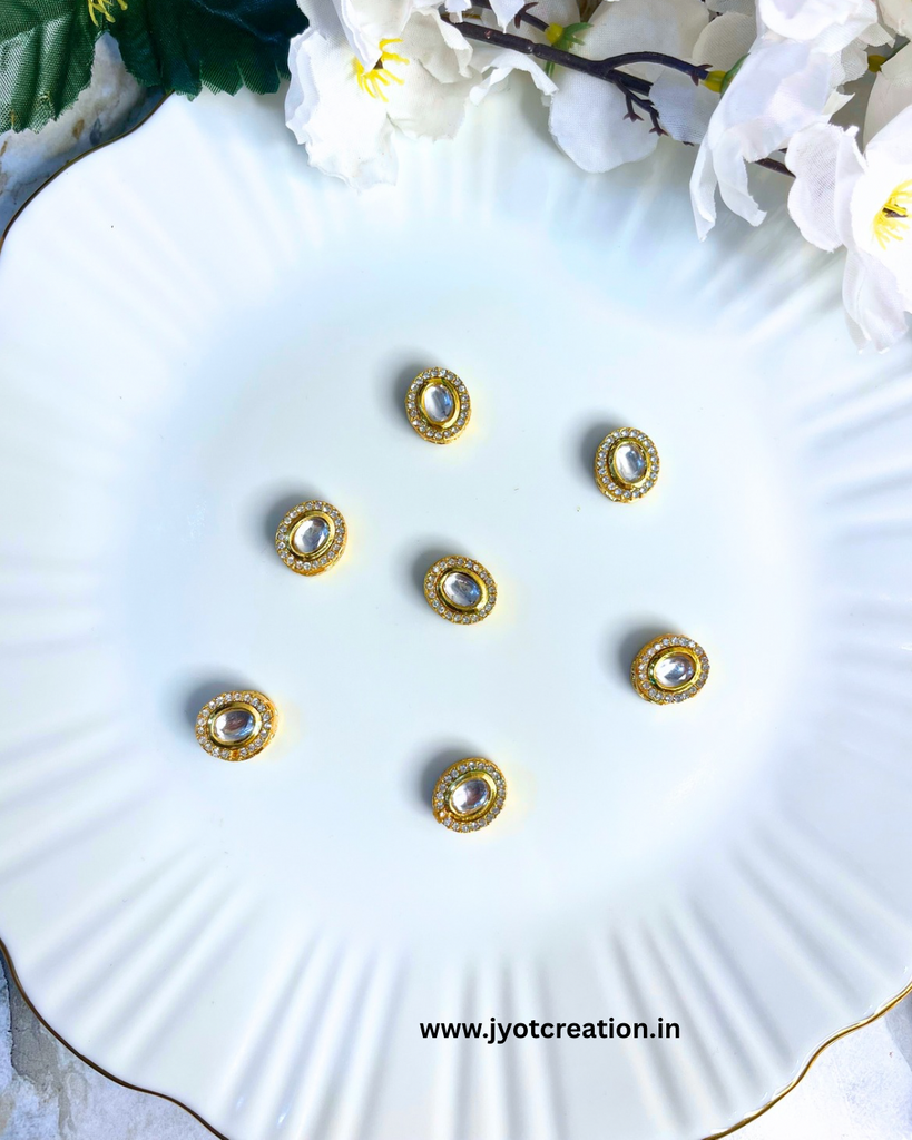 Oval White A.D Stone Meenakari Kundan
