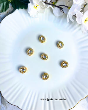 Oval White A.D Stone Meenakari Kundan