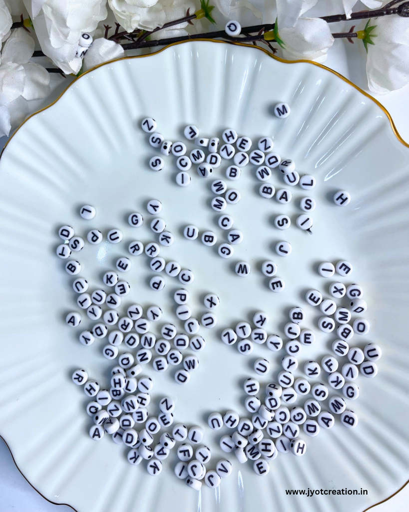 White Alphabet Bead