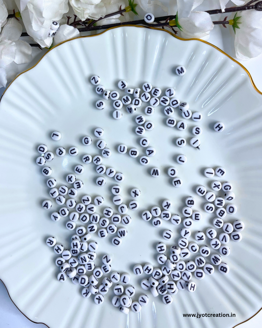 White Alphabet Bead