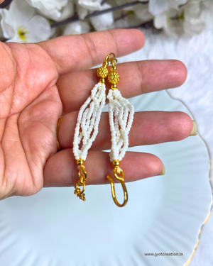 White Seed Bead Layer Hand Bracelet Extender