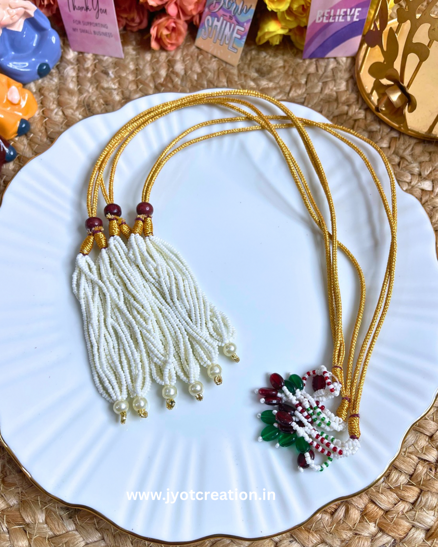White Seed Bead Golden Necklace Dori