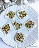 Dark Green Shiny Smooth Surface Square Meena Kundan-4 Pcs