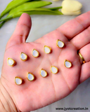 Drop Golden Base Kundan,10*8mm in 14 Colours