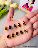 Drop Shape Golden Base Kundan,12*8mm in 6 Colours