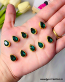 Drop Shape Golden Base Kundan,12*8mm in 6 Colours