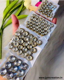 Round Golden Base Silver Antique Kundan in 4 Sizes