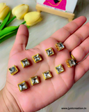 10*10mm Squre Golden Base Antique Kundan