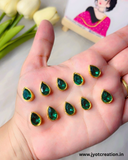 Drop Shape Golden Base Kundan,12*8mm in 6 Colours