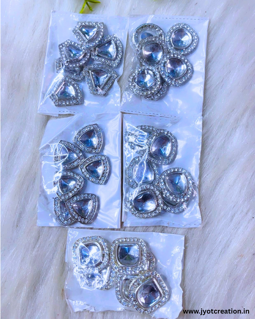 Silver Polki Kundan in 5 Shape