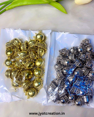 Lightweight Golden & Silver Metal Jhumka With Ghungroo Hanging