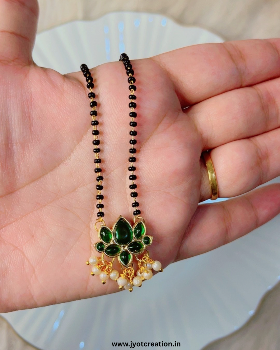 Green Lotus Short 18 inch Single Line Mangalsutra
