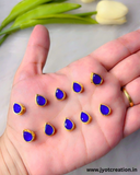 Drop Golden Base Kundan,10*8mm in 14 Colours
