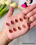 Drop Shape Golden Base Kundan,12*8mm in 6 Colours