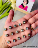 Round Golden Base Silver Antique Kundan in 4 Sizes