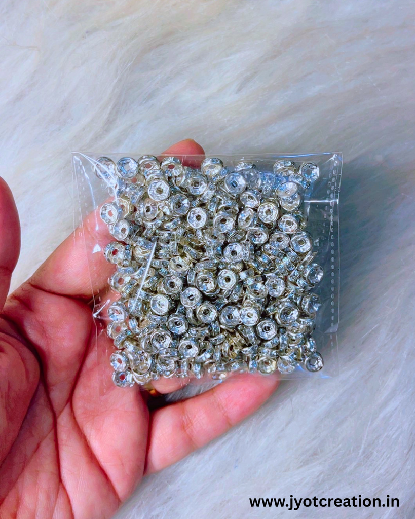 6mm Premium Silver With Silver Rhinestone Spacer