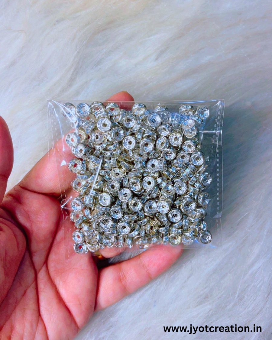 6mm Premium Silver With Silver Rhinestone Spacer