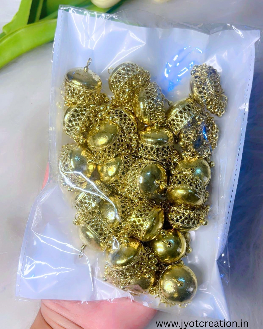 Lightweight Golden & Silver Metal Jhumka With Ghungroo Hanging