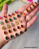 Drop Shape Golden Base Kundan,12*8mm in 6 Colours